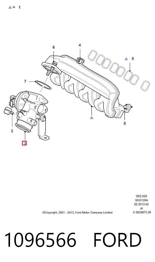 Válvula EGR de recirculação dos gases 1096566 Ford
