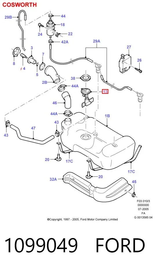 Módulo de bomba de combustível com sensor do nível de combustível 1099049 Ford