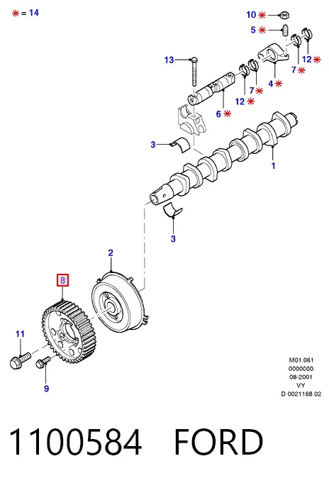 Engrenagem de cadeia da roda dentada da árvore distribuidora de motor 1100584 Ford