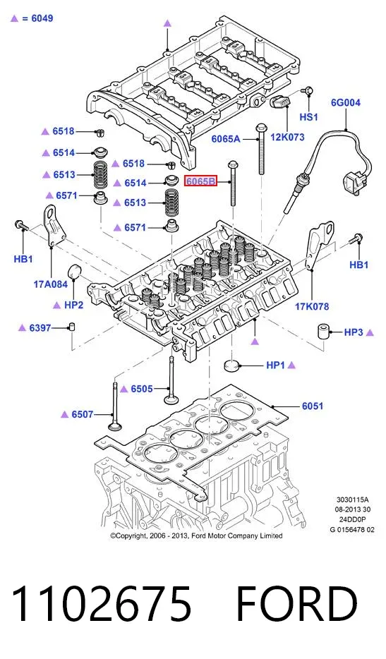 Parafuso de cabeça de motor (CBC) 1102675 Ford