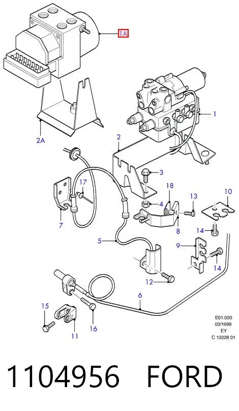 Unidade hidráulico de controlo ABS 1104956 Ford