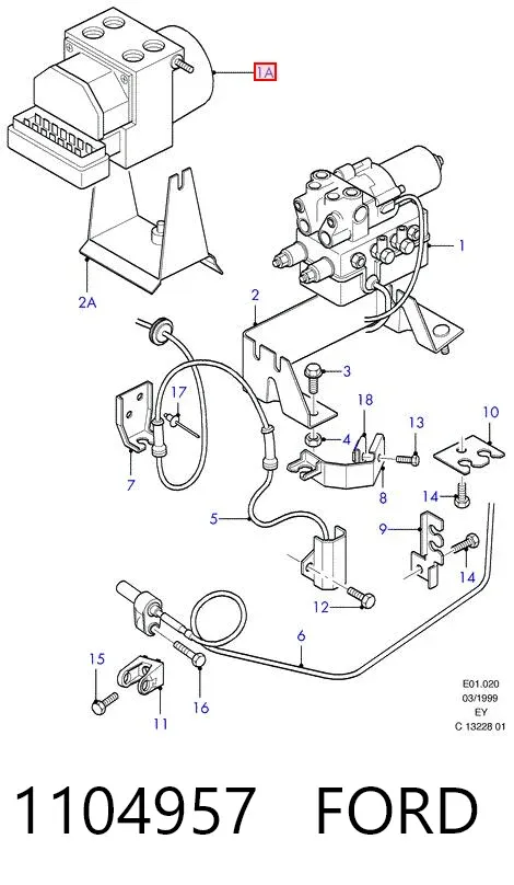 Unidade hidráulico de controlo ABS 1104957 Ford