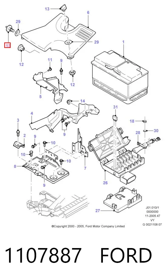 Sinal sonoro (cláxon) 1107887 Ford