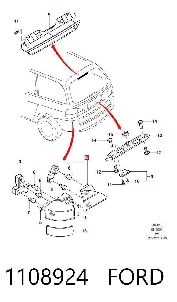 Lanterna traseira esquerda interna 1108924 Ford