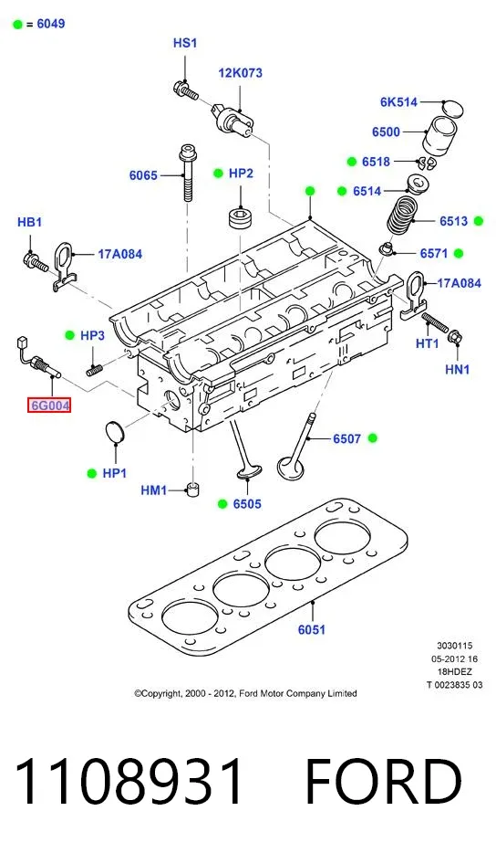 Sensor de temperatura do fluido de esfriamento 1108931 Ford