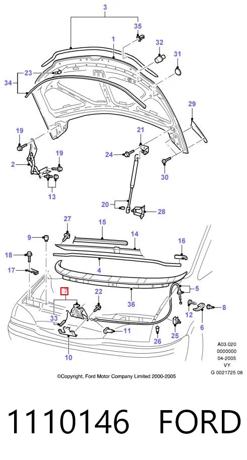 Fecho da capota 1110146 Ford