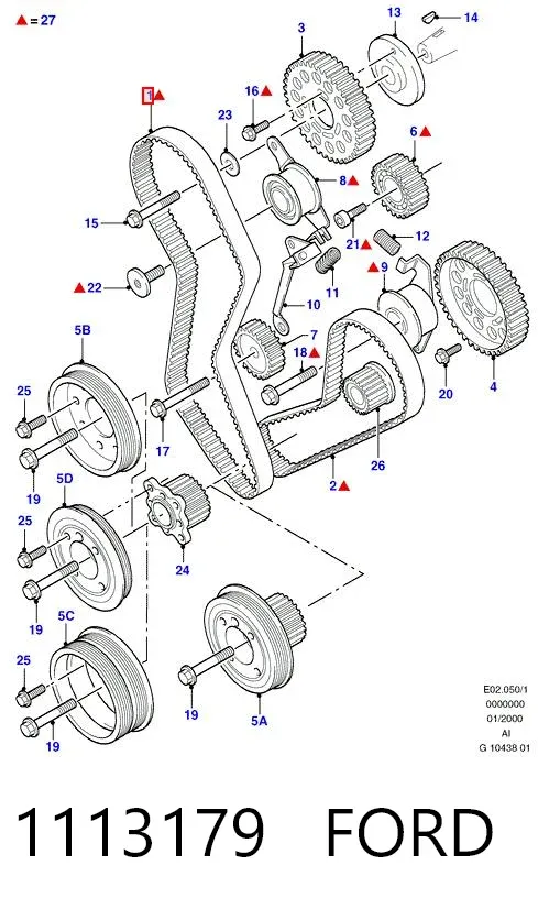 Correia do mecanismo de distribuição de gás 1113179 Ford
