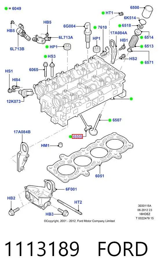 Válvula de escape 1113189 Ford