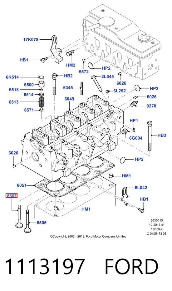 Válvula de admissão 1113197 Ford