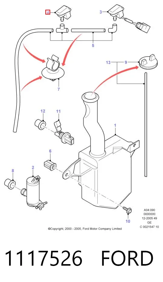 Injetor de fluido para lavador de pára-brisas 1117526 Ford