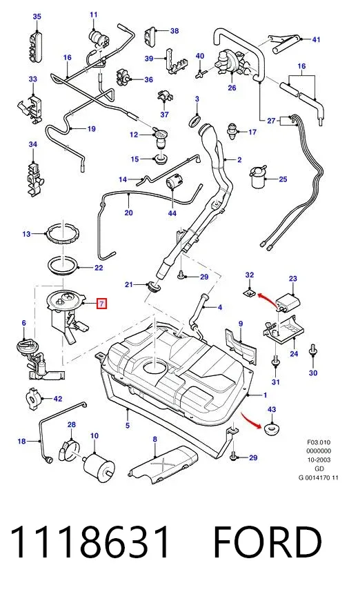 Módulo de bomba de combustível com sensor do nível de combustível 1118631 Ford