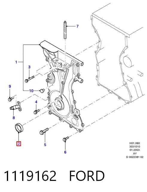 Vedação dianteira de cambota de motor 1119162 Ford