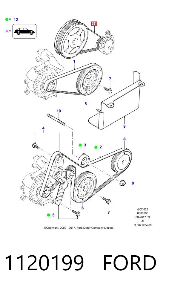 Correia dos conjuntos de transmissão 1120199 Ford