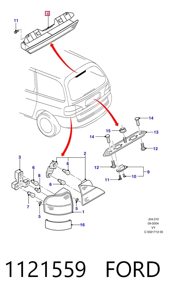 Sinal de parada traseiro adicional 1121559 Ford