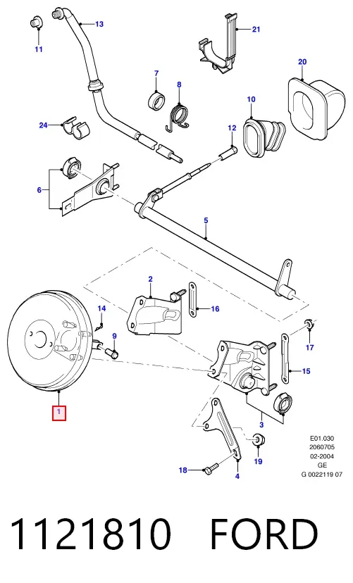 Reforçador dos freios a vácuo 1121810 Ford
