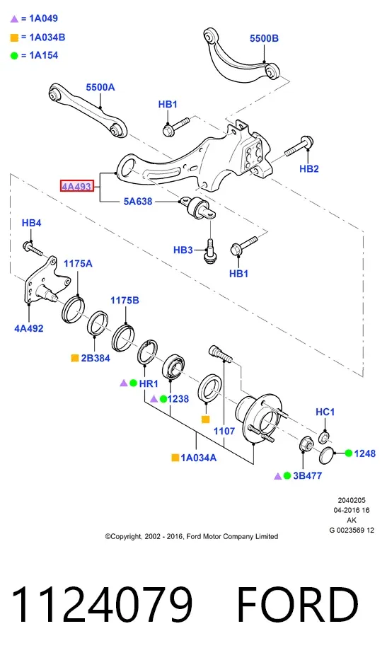 Braço oscilante (tração) longitudinal inferior esquerdo de suspensão traseira 1124079 Ford