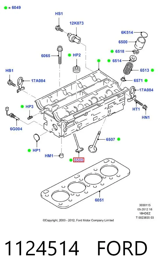 Válvula de escape 1124514 Ford