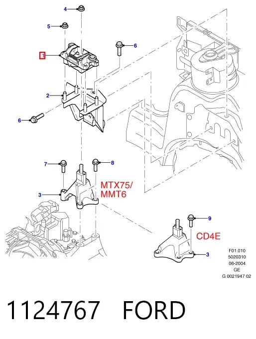 Coxim (suporte) esquerdo de motor 1124767 Ford