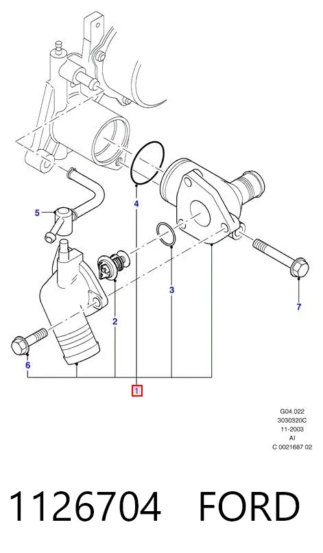 Caixa do termostato 1126704 Ford
