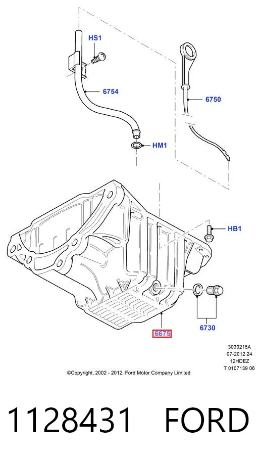 Panela de óleo de cárter do motor 1128431 Ford