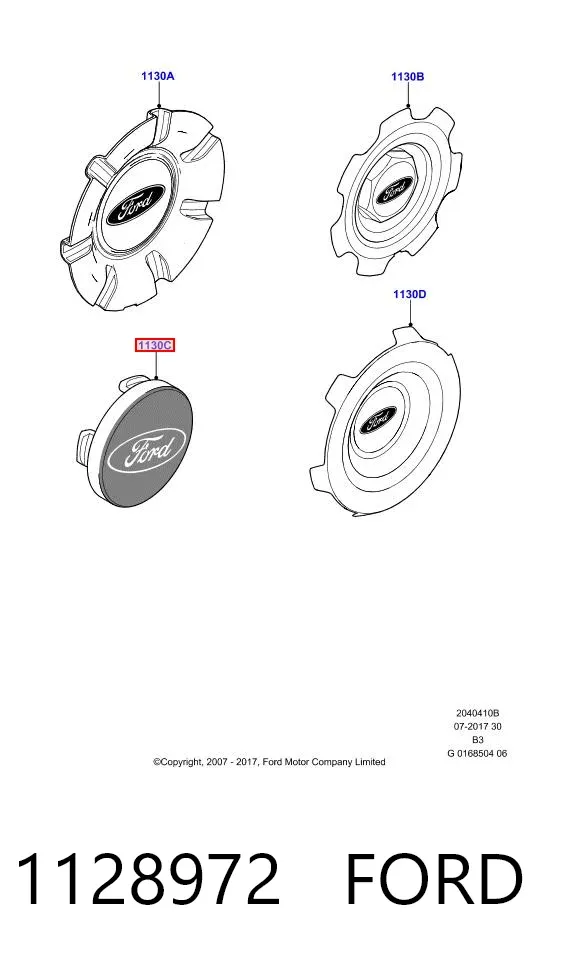 Coberta de disco de roda 1128972 Ford