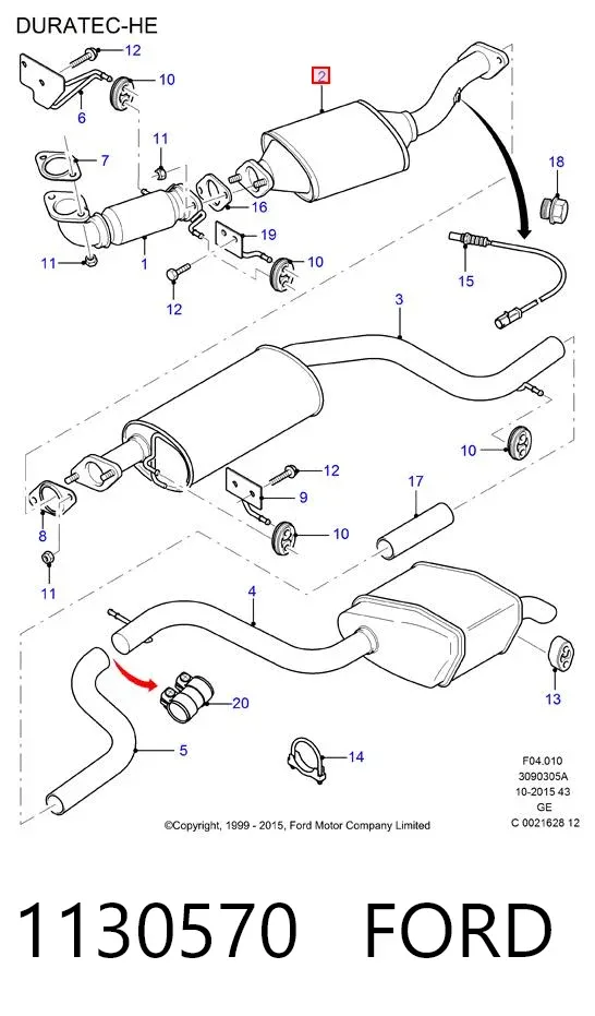 Convertidor - catalisador 1130570 Ford