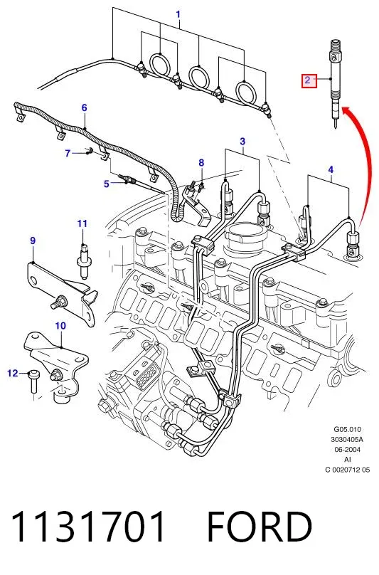 Injetor de injeção de combustível 1131701 Ford