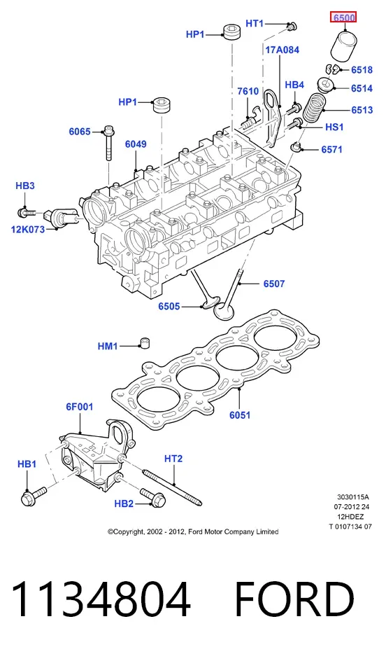Compensador hidrâulico (empurrador hidrâulico), empurrador de válvulas 1134804 Ford