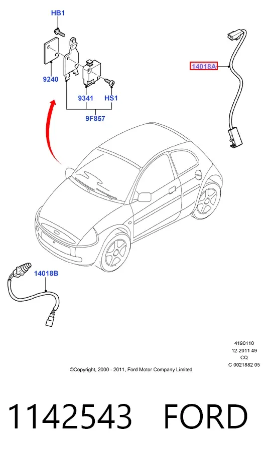 Sensor de abertura de tampa de porta-malas/da porta traseira (de tampa de alcapão) 1142543 Ford