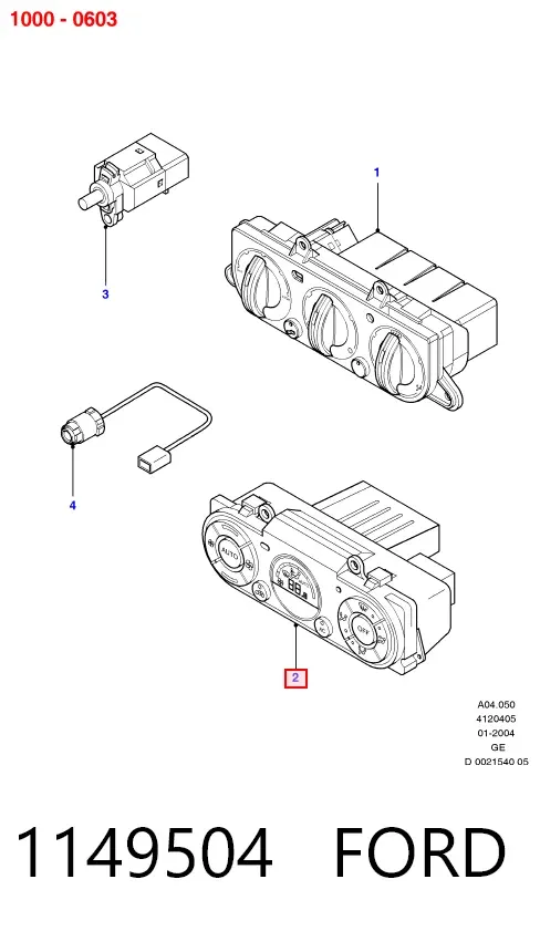Unidade de controlo dos modos de aquecimento/condicionamento 1149504 Ford