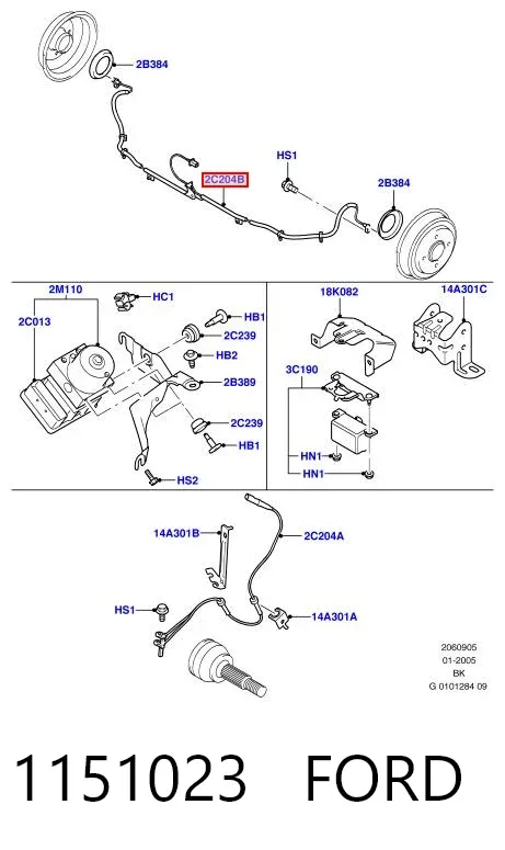 Sensor ABS traseiro 1151023 Ford