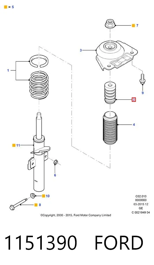 Pára-choque (grade de proteção) de amortecedor traseiro 1151390 Ford