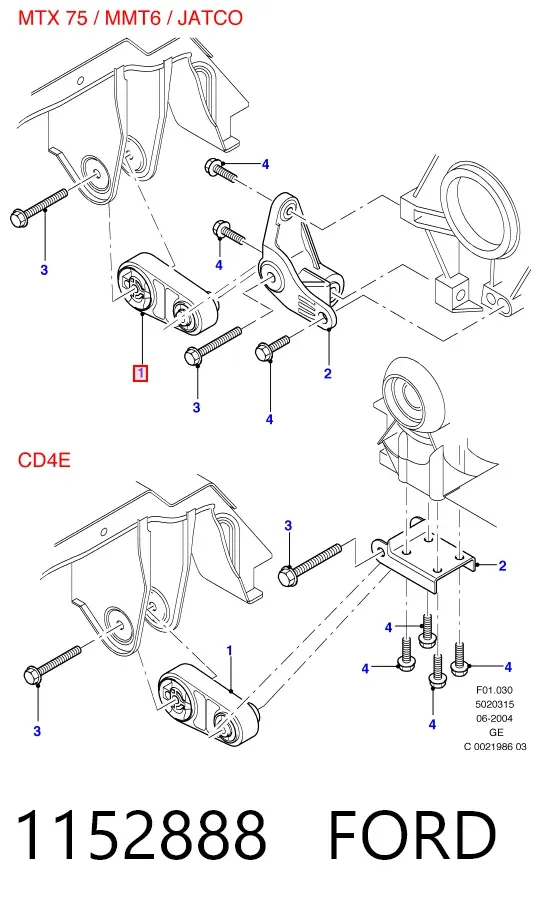 Coxim (suporte) traseiro de motor 1152888 Ford