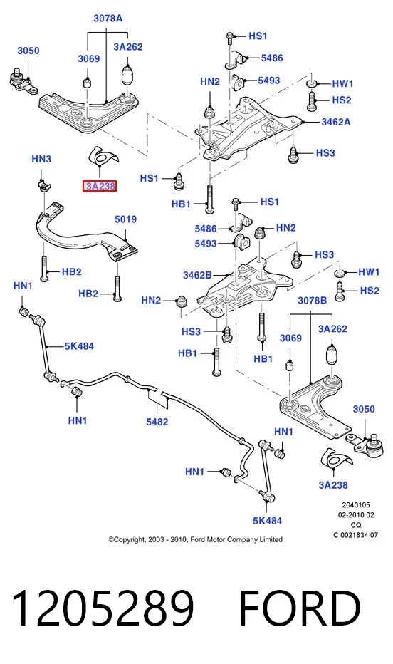 Braço oscilante inferior esquerdo de suspensão dianteira 1205289 Ford