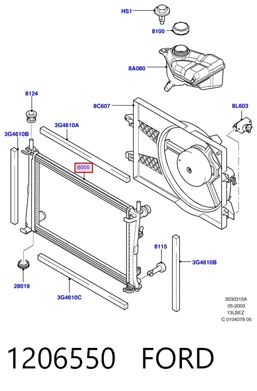 Radiador de esfriamento de motor 1206550 Ford