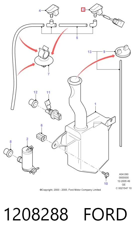 Injetor de fluido para lavador de pára-brisas 1208288 Ford