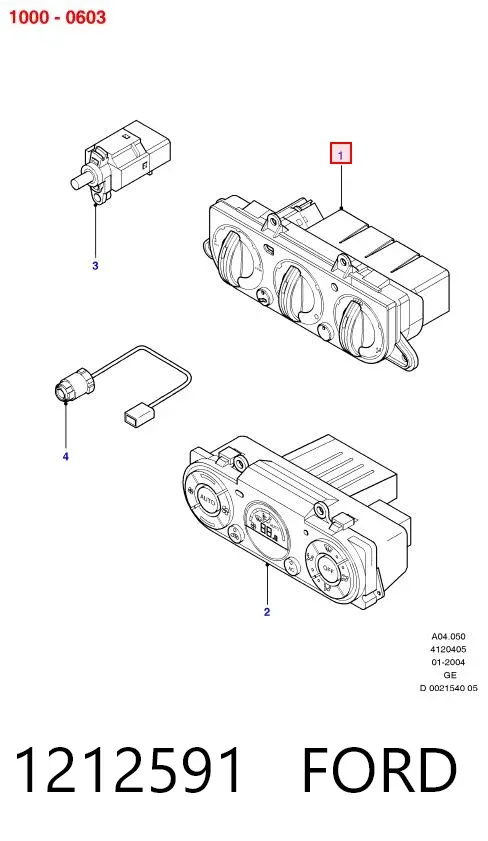 Unidade de controlo dos modos de aquecimento/condicionamento 1212591 Ford