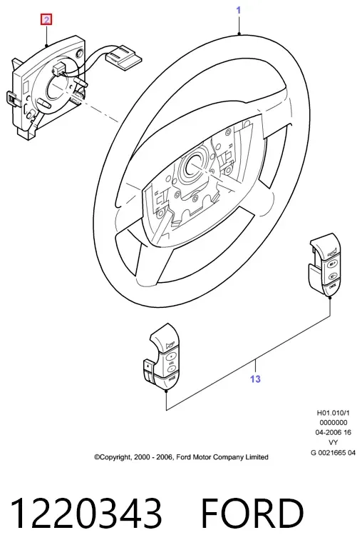 Anel AIRBAG de contato, cabo plano do volante 1220343 Ford