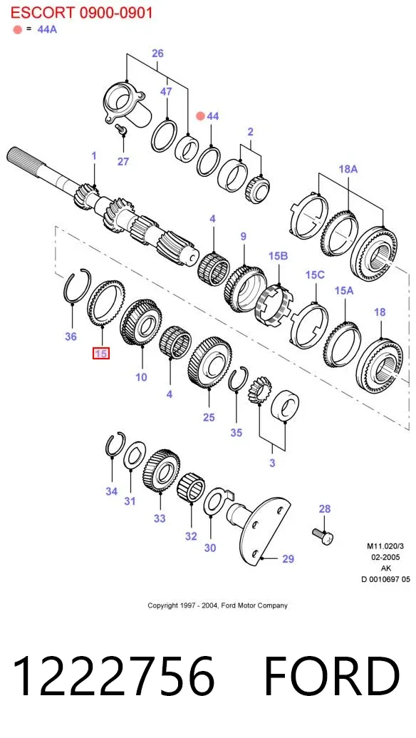 Anel de sincronizador 1222756 Ford