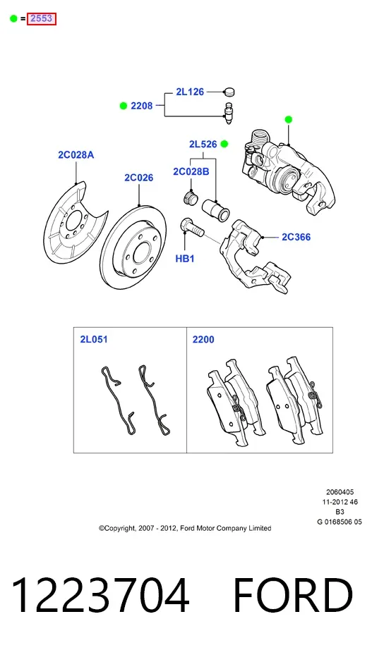 Suporte do freio traseiro direito 1223704 Ford