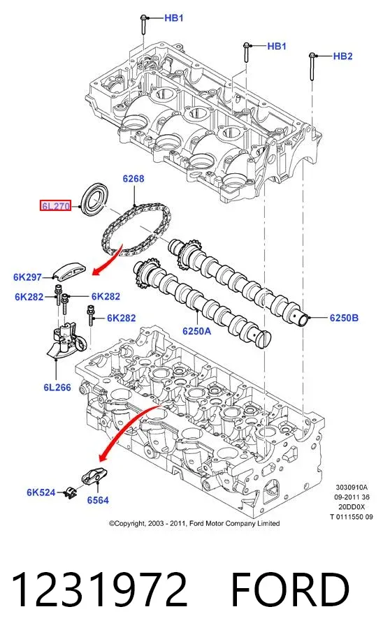 Vedação da árvore distribuidora de motor 1231972 Ford