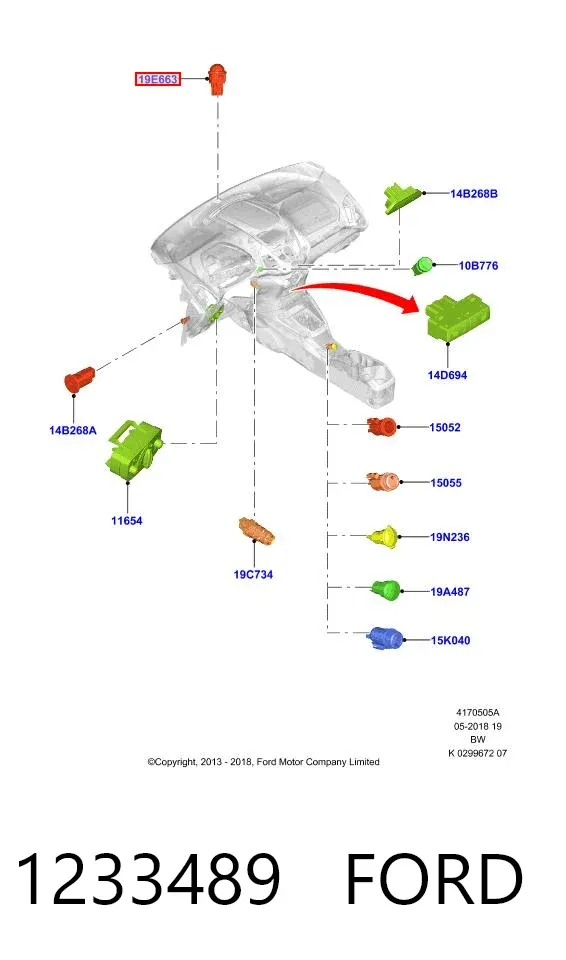 Sensor de iluminação 1233489 Ford