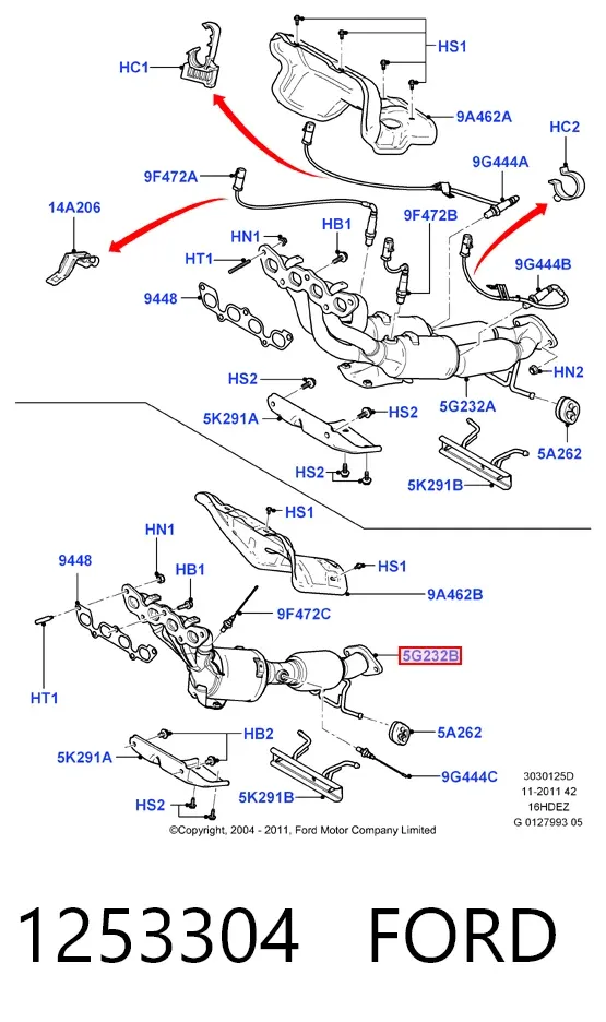 Convertidor - catalisador 1253304 Ford