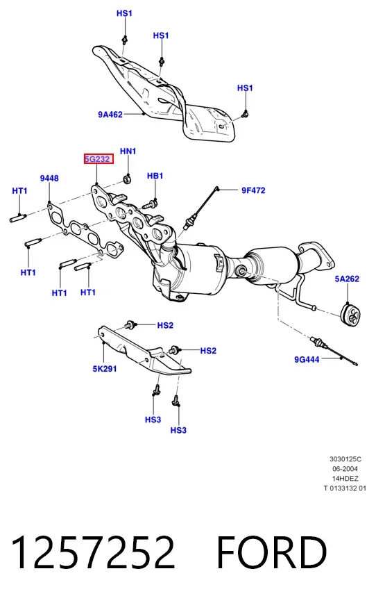 Convertidor - catalisador 1257252 Ford