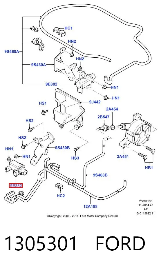 Convertidor de pressão (solenoide) de supercompressão 1305301 Ford