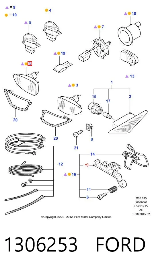 Luzes de nevoeiro esquerdas 1306253 Ford