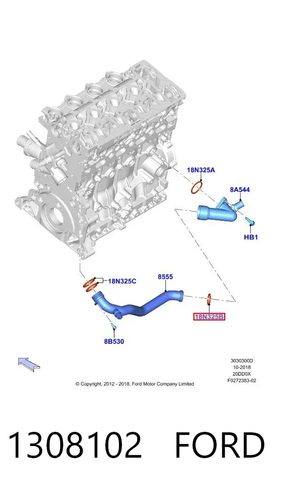 Anel de vedação de cano derivado do radiador 1308102 Ford