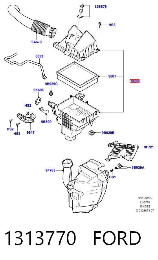 Caixa de filtro de ar 1313770 Ford