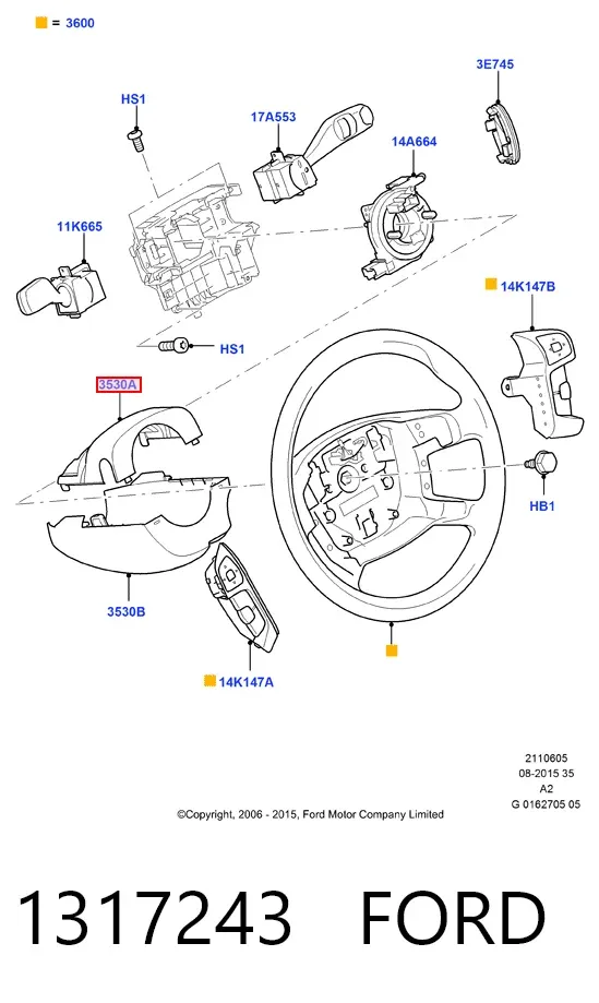 Caixa de proteção do mecanismo de direção 1317243 Ford