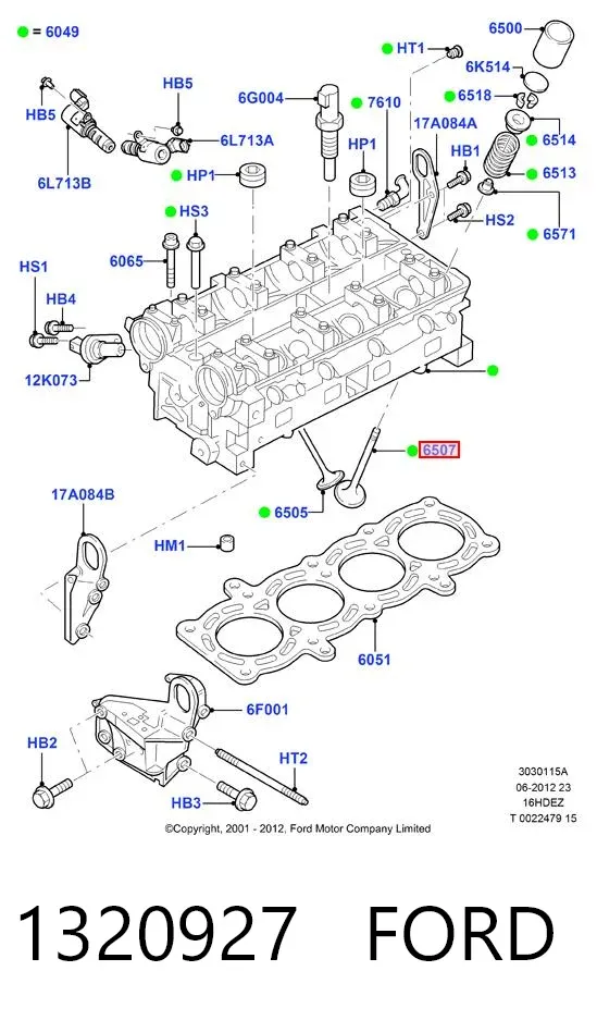 Válvula de admissão 1320927 Ford